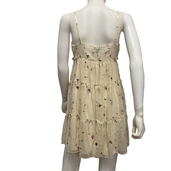 Trixxi Floral Lace Dress Beige Spaghetti Strap Size M - Picture 2 of 14